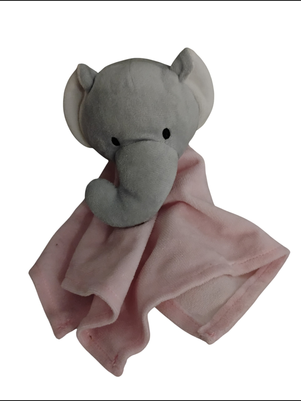 Baby Essentials Grey Elephant Plush Lovey with Pink Blanket